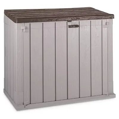 Toomax Outdoor Horizontal Storage Shed Box for Garden Tool, Taupe Gray and Brown, Multicolor