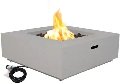 SUNNYDAZE DECOR Sunnydaze 34 in Contempo Square Concrete Propane Gas Fire Pit with Cover, Grey