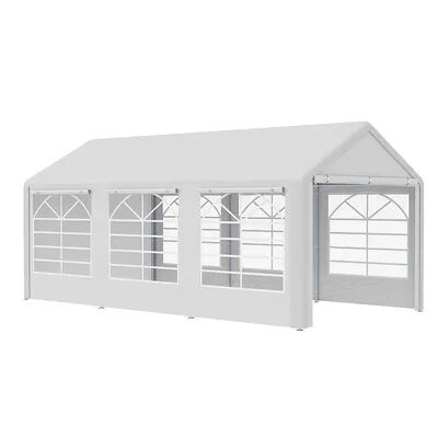 Outsunny 10x20ft Heavy Duty Carport with Removable Sidewalls and Doors Portable Garage Tent Car Canopy Boat Shelter with Windows for Party Wedding and