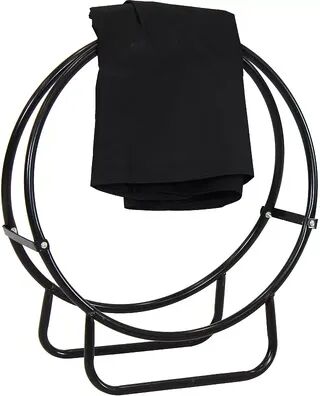 SUNNYDAZE DECOR Sunnydaze 24 in Powder-Coated Steel Firewood Log Hoop Rack with Black Cover, Grey