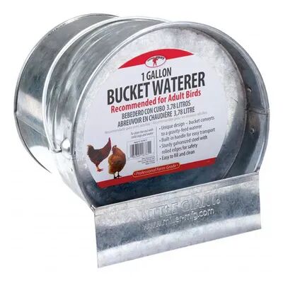 Little Giant 1-Gallon Galvanized Steel Poultry Bucket Waterer w/ Built-In Handle, Silver