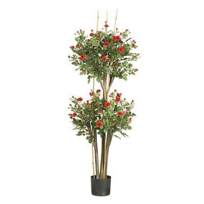 nearly natural 5-ft. Mini Rose Silk Tree, Red