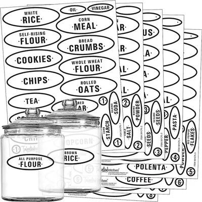 Talented Kitchen Pantry Labels - 164 Contemporary Preprinted Kitchen Label Set. Clear, Water Resistant Stickers, Food Jar Label. Jar Decals for Pantry