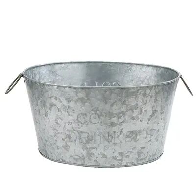Mind Reader Heavy Duty Oval Galvanized Iron Ice Bucket Beverage Chiller Tub, Silver