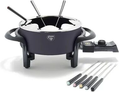 GreenLife 14-Cup Electric Fondue Pot Set, Black, 3 QT