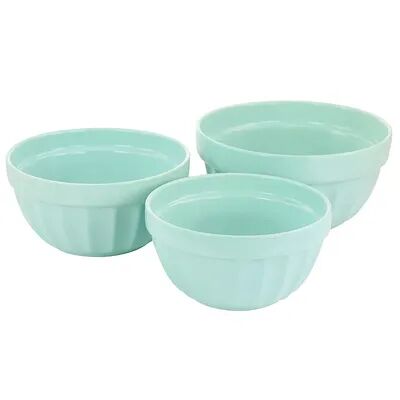 Gibson Home 3 Piece Stoneware Bowl Set in Turquoise, Green