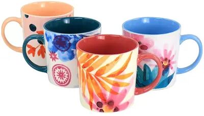 Spice by Tia Mowry Goji Blossom Fine Ceramic 4 Piece 17oz Mug Set in Multi Color, Multicolor