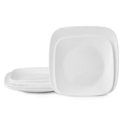 Corelle Boutique Square Vivid White 8-piece Lunch & Dinner Plate Set, 8 PC