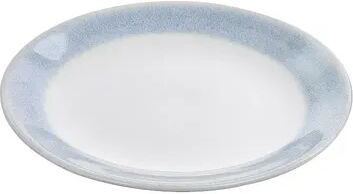 Gibson Home 11 Inch Stoneware Dinner Plate with Blue Rim, Brt Blue