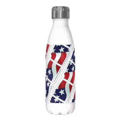 Licensed Character United States Postal Service USA Flag Stamps Pattern 17-oz. Water Bottle, White