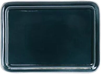 Gibson Home Portillo 13.5in Stoneware Reactive Glaze Serving Platter in Dark Blue, Brt Blue