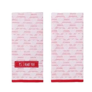 Celebrate Together Valentine's Day P.S. I Heart You 2-pack Hand Towel Set, White