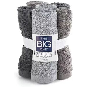 The Big One Solid 6-pack Washcloths, Grey, 6 Pc Set