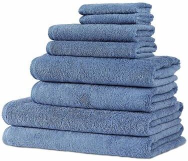 Classic Turkish Towels Genuine Cotton Soft Absorbent Hospitality Bath Towels 8 Piece Set, Brt Blue