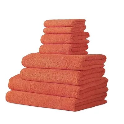 Classic Turkish Towels Genuine Cotton Soft Absorbent Hospitality Bath Towels 8 Piece Set, Drk Orange