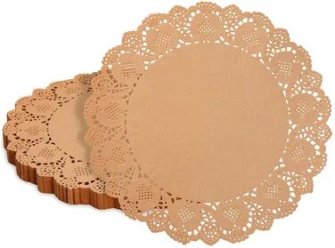 Juvale 250 Pack Round Paper Placemats for Cakes, Desserts, Formal Events (Brown, 12 In), Red/Coppr