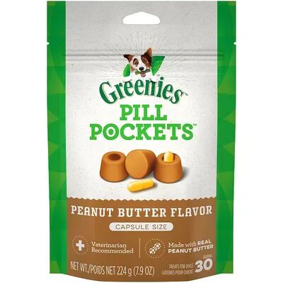 Greenies Pill Pockets Capsule Size Natural Dog Treats With Real Peanut Butter - (6) 7.9-oz. Packs (180 Treats), Multicolor, 7.9 Oz