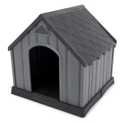Ram Quality Products Outdoor Pet House Large Waterproof Dog Kennel Shelter, Gray, Grey