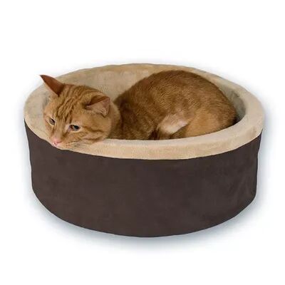 K&H Pet Thermo-Bed Round Pet Bed - 16'', Brown, S