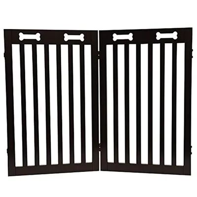 Arf Pets Free Standing Wood Retractable Dog Gate With Walk Through House Door For Pet And Baby, Black
