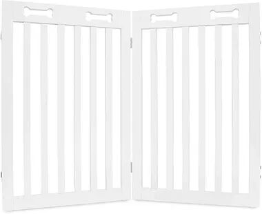 Arf Pets Free Standing Wood Retractable Dog Gate With Walk Through House Door For Pet And Baby, White