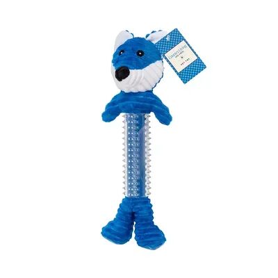 JoJo Modern Pets Skinny Blue Fox Corduroy Squeaking Dog Toy, Beige Over