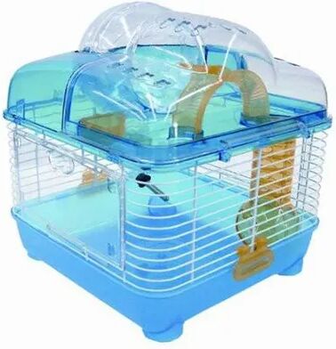 YML H1010 Clear Plastic Dwarf Hamster, Mice Cage with Ball on Top, Blue, Brt Blue