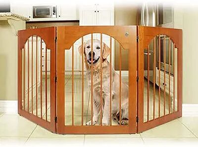 Majestic Pet Universal Free-Standing Wood Pet Gate, Brown