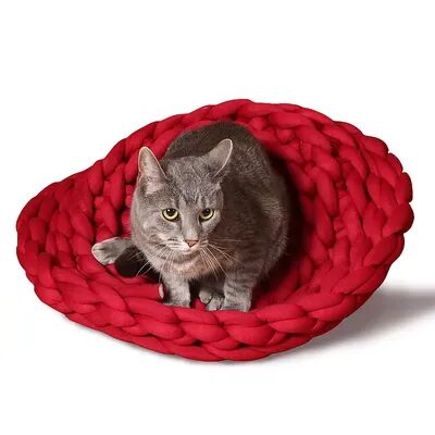K And H Pet Products K&H Hand Knitted Pet Bed, Red, Small