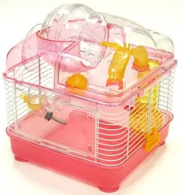 YML H1010 Clear Plastic Dwarf Hamster, Mice Cage with Ball on Top, Pink, Med Pink