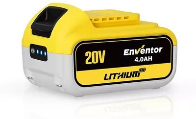 Enventor 20V 4.0Ah Lithium Ion Replacement Battery with LED Power Indicator, Yellow