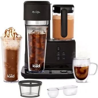 Mr. Coffee Single-Serve Iced and Hot Coffee Maker and Blender with 2 Tumblers, Grey