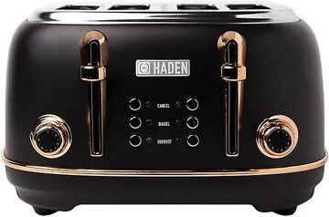 Haden Heritage 4 Slice Wide Slot Stainless Steel Toaster with Tray, Black/Copper, Grey