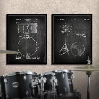 Personal-Prints ''Drums'' 2-piece Wall Art Set, Black