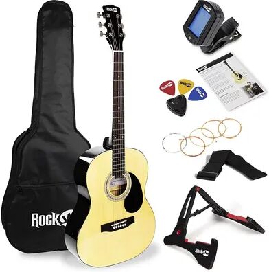 RockJam Acoustic Guitar Kit, Beig/Green