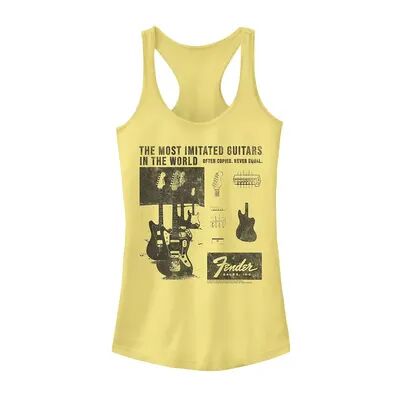 Licensed Character Juniors' Fender The Most Imitated Guitars In The World Graphic Tank, Girl's, Size: XS, Yellow