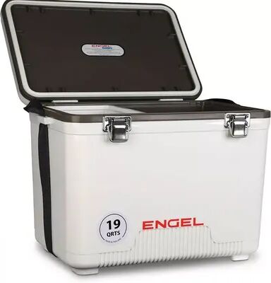 ENGEL 19 Quart Fishing & Kayaking Dry Box Ice Cooler with Shoulder Strap, White