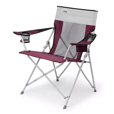 Core Portable Outdoor Camping Folding Chair with Carrying Storage Bag, Wine, Red