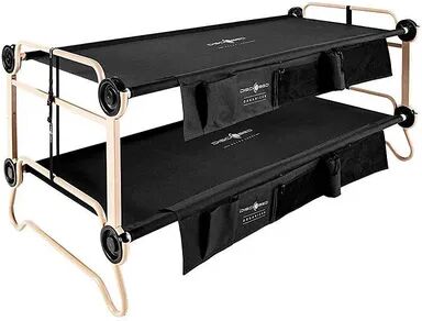 Disc-O-Bed Large Cam-O-Bunk Benchable Double Cot with Storage Organizers, Black