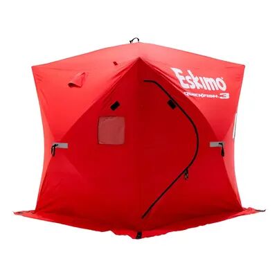 Eskimo QuickFish 3 Portable 3-Person Pop Up Ice Fishing Shanty Shack Shelter Hut, Red