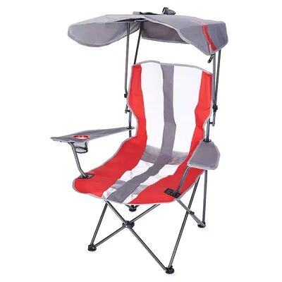 Kelsyus Premium Foldable Outdoor Lawn Camping Chair w/Cup Holder and Canopy, Black