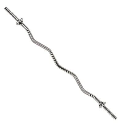 Sunny Health & Fitness 47-in. Threaded Solid Chrome Curl Bar, Grey