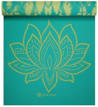 Gaiam 6mm Reversible Yoga Mat - Turquoise Lotus, Green