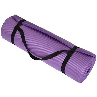 Wakeman Outdoors Wakeman 80-5134-PURPLE Non Slip Comfort Foam Durable Extra Thick Yoga Mat for Fitness, Pilates & Workout with Carrying Strap - Purple, Multicolor