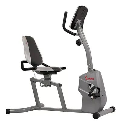Sunny Health & Fitness Magnetic Recumbent Exercise Bike w/ Easy Adjustable Seat, Grey