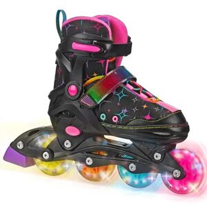 Roller Derby Stryde Lighted Girls' Adjustable Inline Skates, Black, S (11-1)