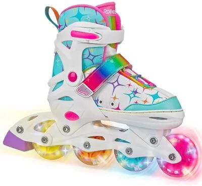 Roller Derby Stryde Lighted Girls' Adjustable Inline Skates, White, M (2-5)