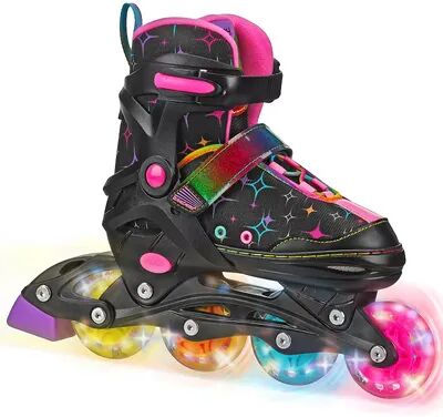 Roller Derby Stryde Lighted Girls' Adjustable Inline Skates, Black, S (11-1)