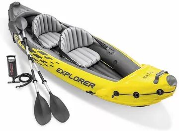 Intex 68307EP Explorer K2 2 Person Inflatable Kayak Set and Air Pump, Yellow