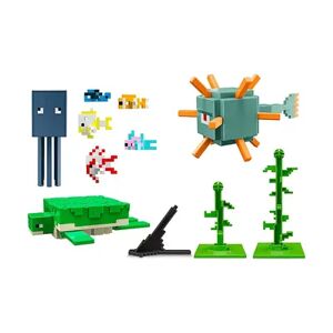 Mattel Minecraft Aquatic Defenders Figure Pack with 8 Action Figures, Multicolor